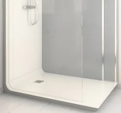 Cabine de douche à l’italienne l.80 x L.140 x H.218 cm – effet ciment, receveur de plain-pied, Elmer Serenity* Cabine De Douche Pmr