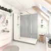 Cabine de douche à l’italienne l.80 x L.170 x H.218 cm – effet ciment, receveur de plain-pied, Elmer Serenity* Cabine De Douche Pmr