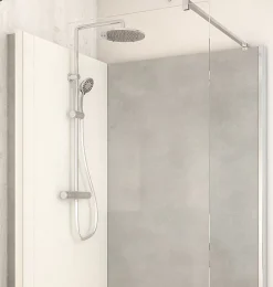 Cabine de douche à l’italienne l.90 x L.120 x H.218 cm – effet pierre grise, receveur de plain-pied, Elmer Serenity* Cabine De Douche Pmr|Cabine De Douche