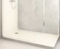 Cabine de douche à l’italienne l.80 x L.170 x H.218 cm – effet marbre gris, receveur de plain-pied, Elmer Serenity