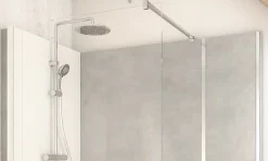 Cabine de douche à l’italienne l.80 x L.160 x H.218 cm – effet pierre grise, receveur de plain-pied, Elmer Serenity