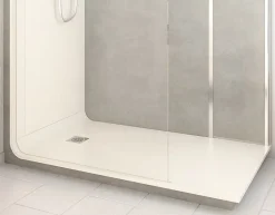 Cabine de douche à l’italienne l.80 x L.160 x H.218 cm – effet pierre grise, receveur de plain-pied, Elmer Serenity