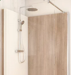 Cabine de douche à l’italienne l.90 x L.120 x H.218 cm – effet bois, receveur de plain-pied, Elmer Serenity* Cabine De Douche Pmr