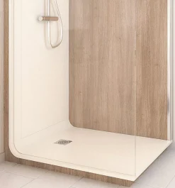 Cabine de douche à l’italienne l.90 x L.120 x H.218 cm – effet bois, receveur de plain-pied, Elmer Serenity* Cabine De Douche Pmr