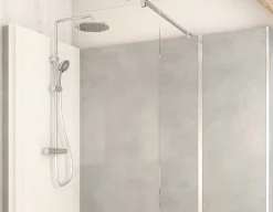 Cabine de douche à l’italienne l.80 x L.170 x H.218 cm – effet pierre grise, receveur de plain-pied, Elmer Serenity* Cabine De Douche Pmr
