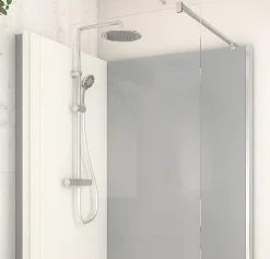 Cabine de douche à l’italienne l.80 x L.120 x H.218 cm – effet ciment, receveur de plain-pied antidérapant, Elmer Serenity* Cabine De Douche Pmr