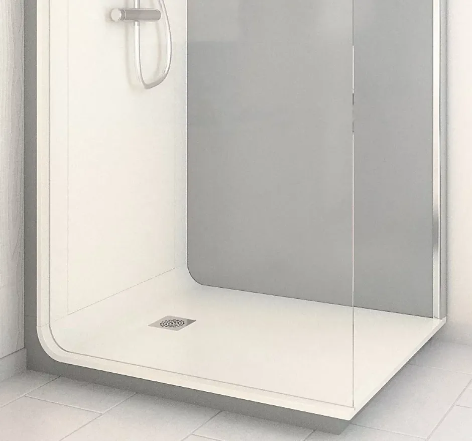 Cabine de douche à l’italienne l.80 x L.120 x H.218 cm – effet ciment, receveur de plain-pied antidérapant, Elmer Serenity* Cabine De Douche Pmr