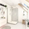 Cabine de douche à l’italienne l.90 x L.120 x H.218 cm – effet marbre gris, receveur de plain-pied, Elmer Serenity* Cabine De Douche Pmr