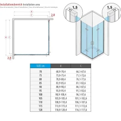 Saniverre Cabine de douche ATÉA-BLACK H.180 cm, 80 x 90 cm, 2 portes pliantes et pivotantes, verre transparent 6 mm + receveur -