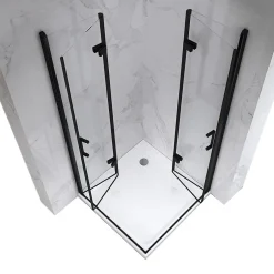 Saniverre Cabine de douche ATÉA-BLACK H.180 cm, 70 x 70 cm, 2 portes pliantes et pivotantes, verre transparent 6 mm -