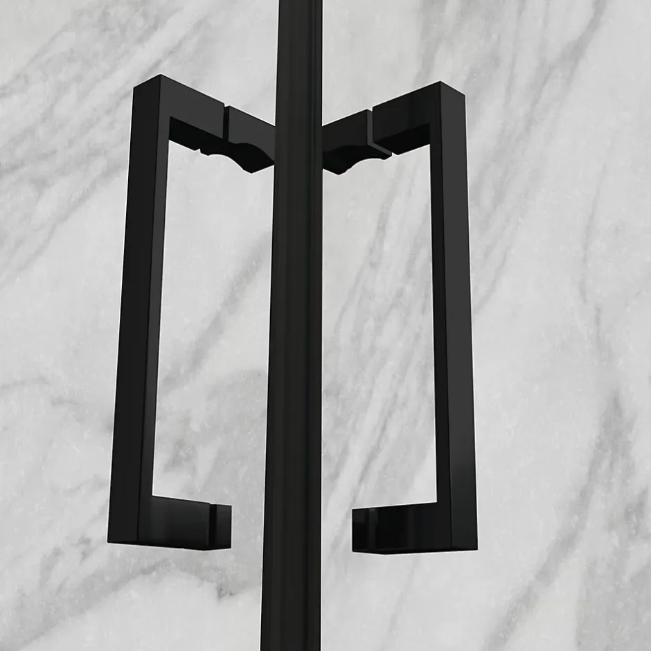 Saniverre Cabine de douche ATÉA-BLACK H.180 cm, 70 x 70 cm, 2 portes pliantes et pivotantes, verre transparent 6 mm -
