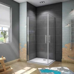 AICA Sanitaire Cabine de douche battante - 6 mm Verre Anticalcaire - 80 x 70 x180 cm - installer réversible - alu Chrome* Cabine De Douche