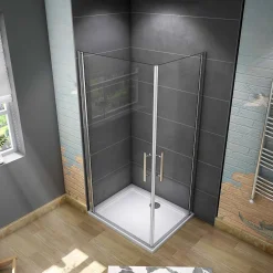 AICA Sanitaire Cabine de douche battante - 6 mm Verre Anticalcaire - 80 x 70 x180 cm - installer réversible - alu Chrome* Cabine De Douche