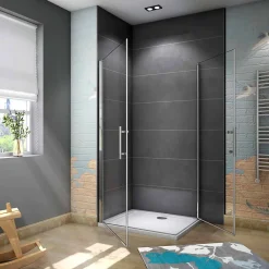 AICA Sanitaire Cabine de douche battante - 6 mm Verre Anticalcaire - 100 x 70 x180 cm - installer réversible - alu Chrome* Cabine De Douche
