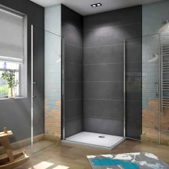 AICA Sanitaire Cabine de douche battante - 6 mm Verre Anticalcaire - 100 x 70 x180 cm - installer réversible - alu Chrome* Cabine De Douche
