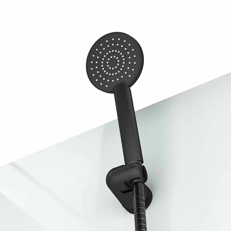 Aurlane Cabine de douche carrée 80x80x200 cm - Porte pivotante - Fonds Blancs & Profilés Noir Mat