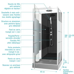 Aurlane Cabine de douche carrée 80x80x220cm - SCRATCHY 80