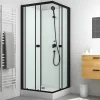 Aurlane Cabine de douche carrée 80x80x200 cm - Portes coulissantes - Fonds Blancs & Profilés Noir Mat