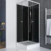 Aurlane Cabine de douche carrée 80x80x195 - Portes coulissantes en verre trempé 5mm - SQUARY BLACK 2* Cabine De Douche