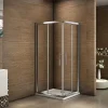 AICA Sanitaire Cabine de douche coulissante angle 100x90x185 cm - Verre sécurit 6 mm - Chrome