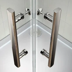 AICA Sanitaire Cabine de douche coulissante angle 100x90x185 cm - Verre sécurit 6 mm - Chrome
