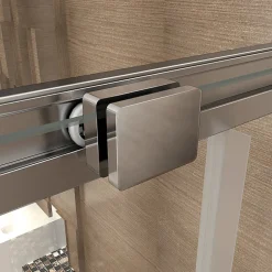 AICA Sanitaire Cabine de douche coulissante angle 100x90x185 cm - Verre sécurit 6 mm - Chrome