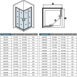 AICA Sanitaire Cabine de douche coulissante angle 100x90x185 cm - Verre sécurit 6 mm - Chrome
