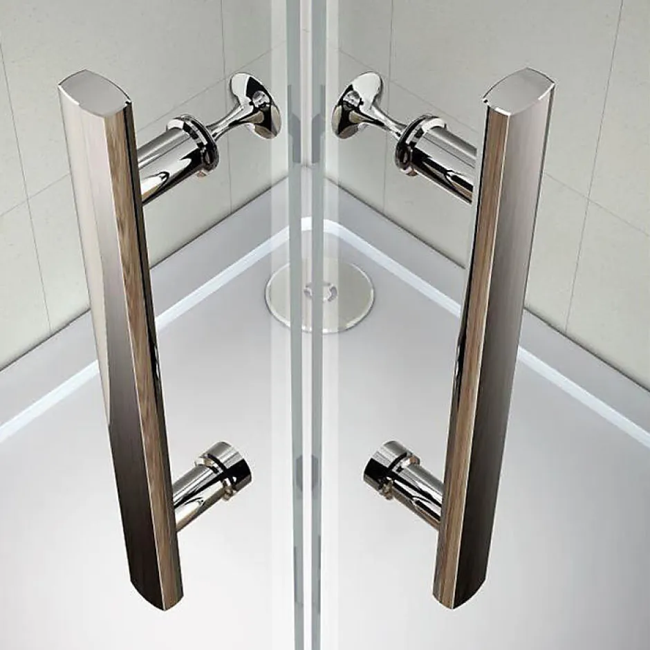 AICA Sanitaire Cabine de douche coulissante angle 90x90x185 cm - Verre sécurit 6 mm - Chrome* Cabine De Douche