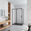 AICA Sanitaire Cabine de Douche Coulissante en Verre Anticalcaire 8 mm - 120x90x200 cm - Noir Mat - Montage Réversible* Cabine De Douche