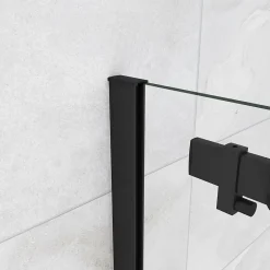 AICA Sanitaire Cabine de Douche Coulissante en Verre Anticalcaire 8 mm - 120x90x200 cm - Noir Mat - Montage Réversible* Cabine De Douche