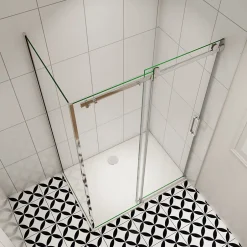 AICA Sanitaire cabine de douche coulissante 120x80x195cm,Installation réversible,8mm verre de sécurité,porte de douche coulissante* Cabine De Douche