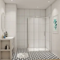 AICA Sanitaire cabine de douche coulissante 120x80x195cm,Installation réversible,8mm verre de sécurité,porte de douche coulissante* Cabine De Douche