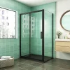 AICA Sanitaire Cabine de douche coulissante avec l'amortisseur - Porte de douche en 8mm verre anticalcaire - profilé noir mat - 110x80x195 cm* Cabine De Douche