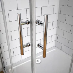 AICA Sanitaire Cabine de douche coulissante - Verre anticalcaire 6 mm - Accès par angle - Poignée en acier inox chromé - 70x70x195 cm* Cabine De Douche