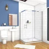 AICA Sanitaire Cabine de douche coulissante - Verre anticalcaire 6 mm - Accès par angle - Poignée en acier inox chromé - 100x90x195 cm