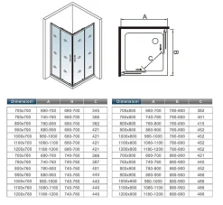AICA Sanitaire Cabine de douche coulissante - Verre anticalcaire 6 mm - Accès par angle - Poignée en acier inox chromé - 110x70x195 cm* Cabine De Douche