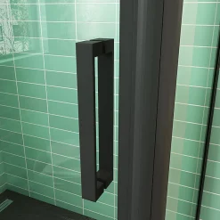 AICA Sanitaire Cabine de douche coulissante avec l'amortisseur - Porte de douche en 8mm verre anticalcaire - profilé noir mat - 120x90x195 cm