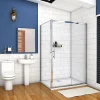 AICA Sanitaire Cabine de douche coulissante - 100 x 100 x 190 cm - 5 mm Verre sécurit transparent - Aluminium chromé