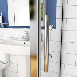 AICA Sanitaire Cabine de douche coulissante - 100 x 100 x 190 cm - 5 mm Verre sécurit transparent - Aluminium chromé