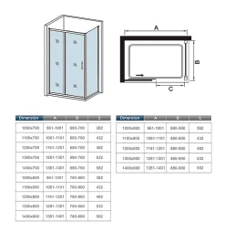 AICA Sanitaire Cabine de douche coulissante - 100 x 100 x 190 cm - 5 mm Verre sécurit transparent - Aluminium chromé