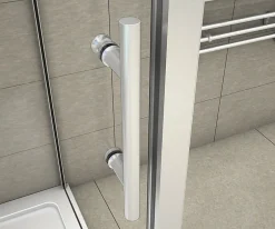 AICA Sanitaire Cabine de douche coulissante avec 2 parois - 140x80x190cm - 5mm Verre transparent - alu chromé - Montage réversible* Cabine De Douche