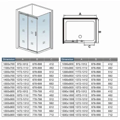 AICA Sanitaire Cabine de douche d'angle - 100x70x195 cm - 8mm verre anticalcaire - porte coulissante - Chrome