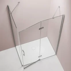 Bernstein Cabine de douche d'angle verre 8mm, 1 porte battante, Profilé Chrome - NT403 - 90x120x195cm