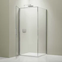 Bernstein Cabine de douche d'angle 100x100x195cm (LxPxH) verre 8mm, 1 porte battante 100cm, Profilé chrome - NT416* Porte De Douche