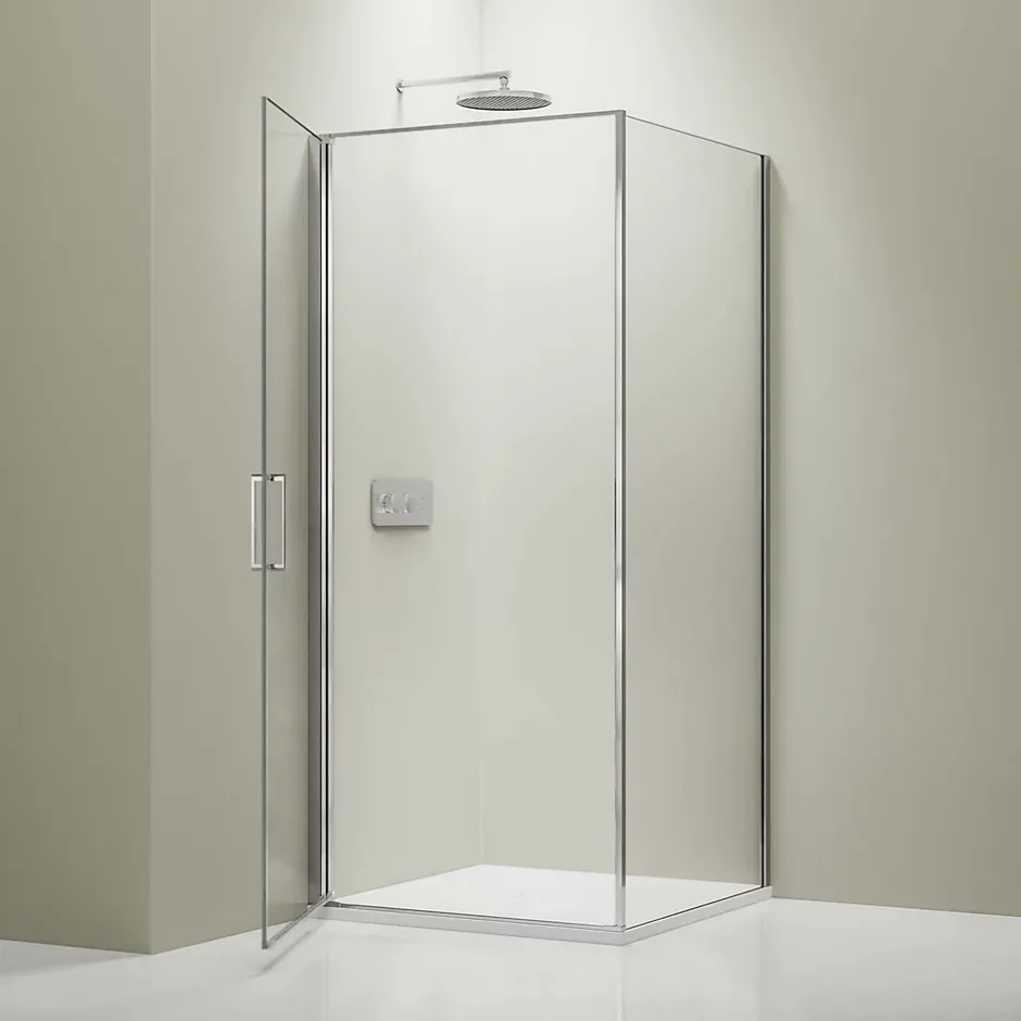 Bernstein Cabine de douche d'angle 100x100x195cm (LxPxH) verre 8mm, 1 porte battante 100cm, Profilé chrome - NT416* Porte De Douche
