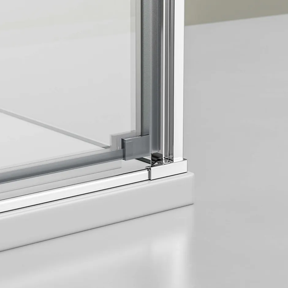 Bernstein Cabine de douche d'angle 100x100x195cm (LxPxH) verre 8mm, 1 porte battante 100cm, Profilé chrome - NT416* Porte De Douche