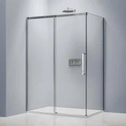 Bernstein Cabine de douche en coin, verre trempé 8mm, portes coulissantes, profilé chrome - DX906 FLEX - 120x80x195cm (LxPxH)