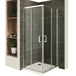 Saniverre Cabine De Douche H180 70x100cm - Verre Transparent Portes Coulissantes Lana+ (sans Receveur) -