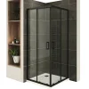 Saniverre Cabine De Douche H180 90x100cm - Verre Transparent Portes Coulissantes Lanablack+ (sans Receveur) -* Cabine De Douche