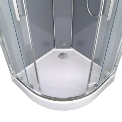 GoodHome Cabine de douche hydromassante quart de cercle 90 x 90 cm, profilés chromés, Beloya* Cabine De Douche